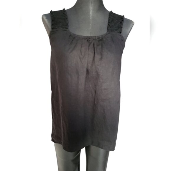 Saks Fifth Avenue Black Linen Tank Top Womens Sz Small - Picture 4 of 8